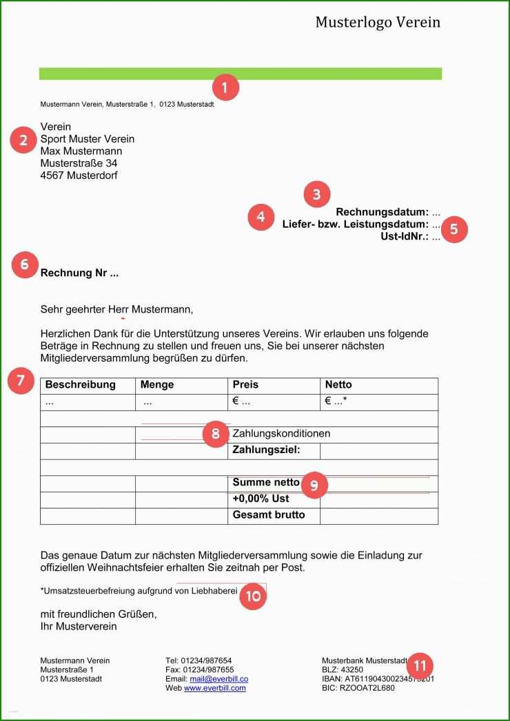 österreich Rechnung Vorlage