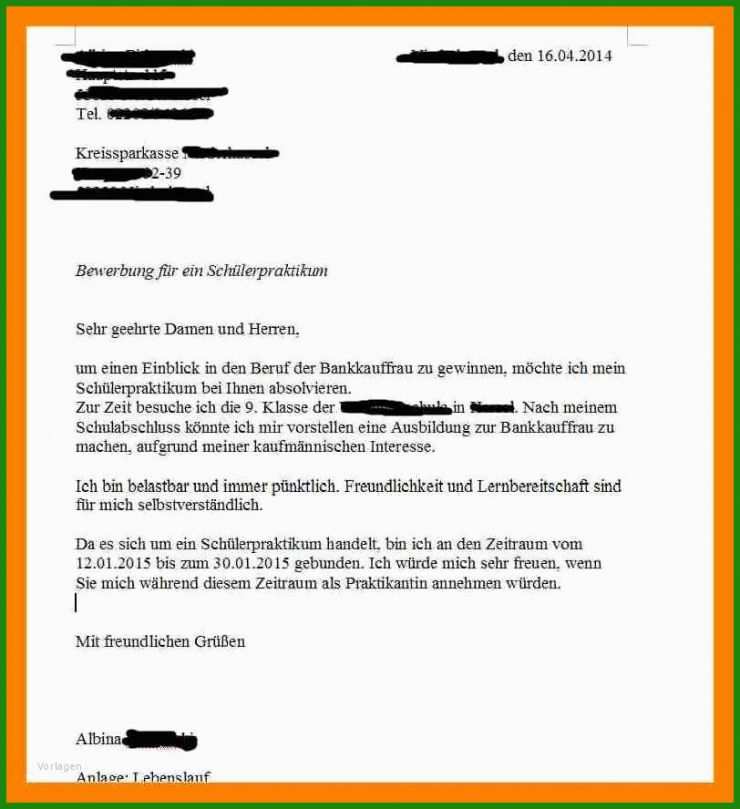 Praktikum Bewerbung Muster 8.klasse