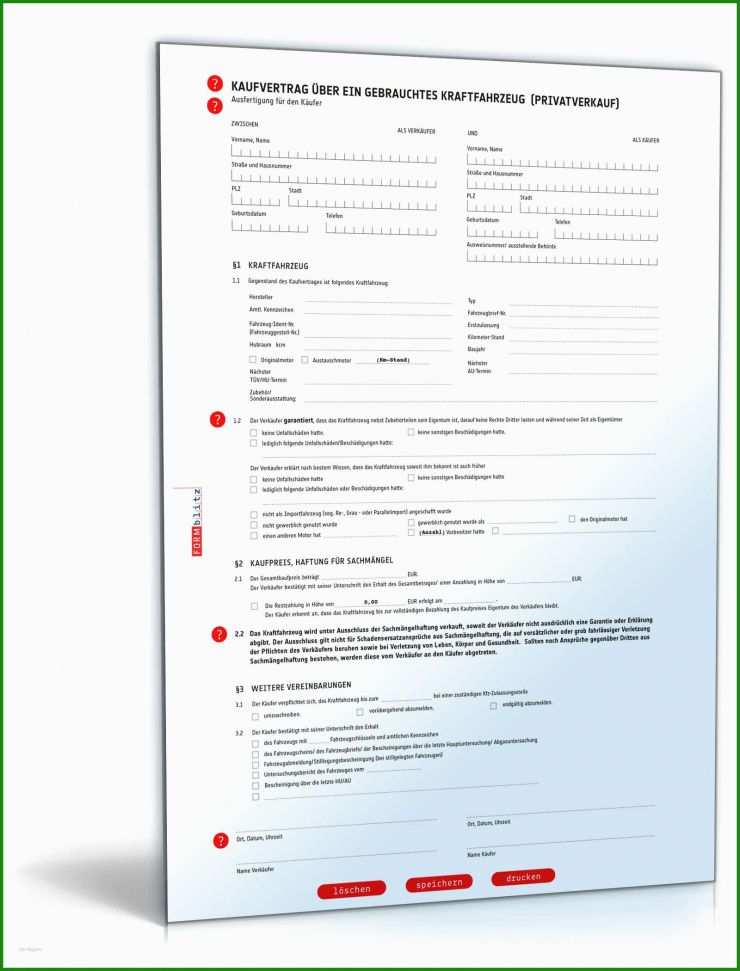 Privatverkauf Kaufvertrag Muster