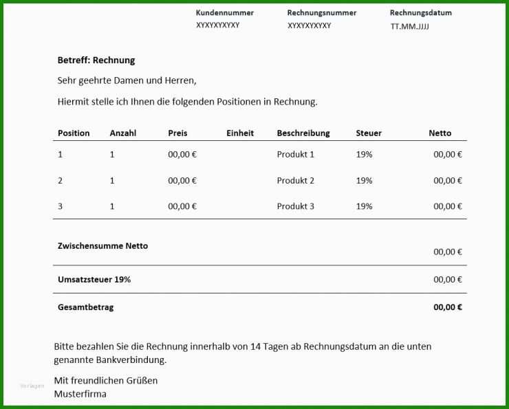 Rechnung Fahrtkosten Kinderbetreuung Vorlage