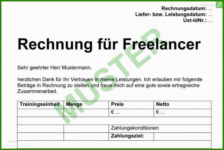 Rechnung Für Kleinunternehmen Vorlage