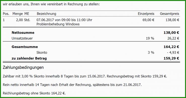 Rechnung Mit Skonto Muster