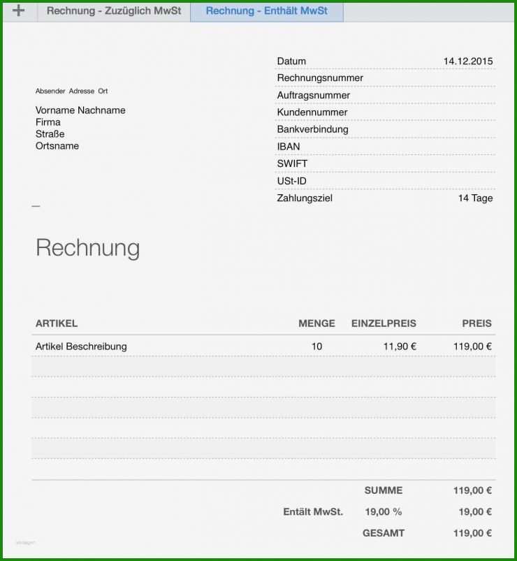Rechnung Muster Ohne Mehrwertsteuer - Kostenlose Vorlagen zum Download