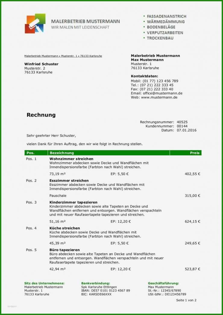 Rechnung Pdf Muster