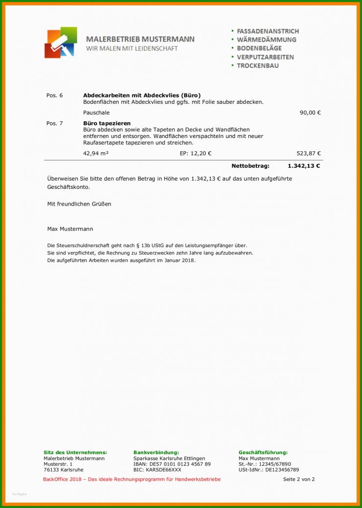 Rechnung Schreiben Dienstleistung Muster