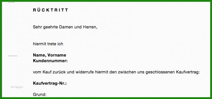Rücktritt Arbeitsvertrag Vor Arbeitsbeginn Vorlage
