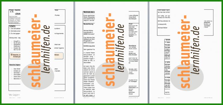 Sachlicher Brief 6. Klasse Realschule Muster