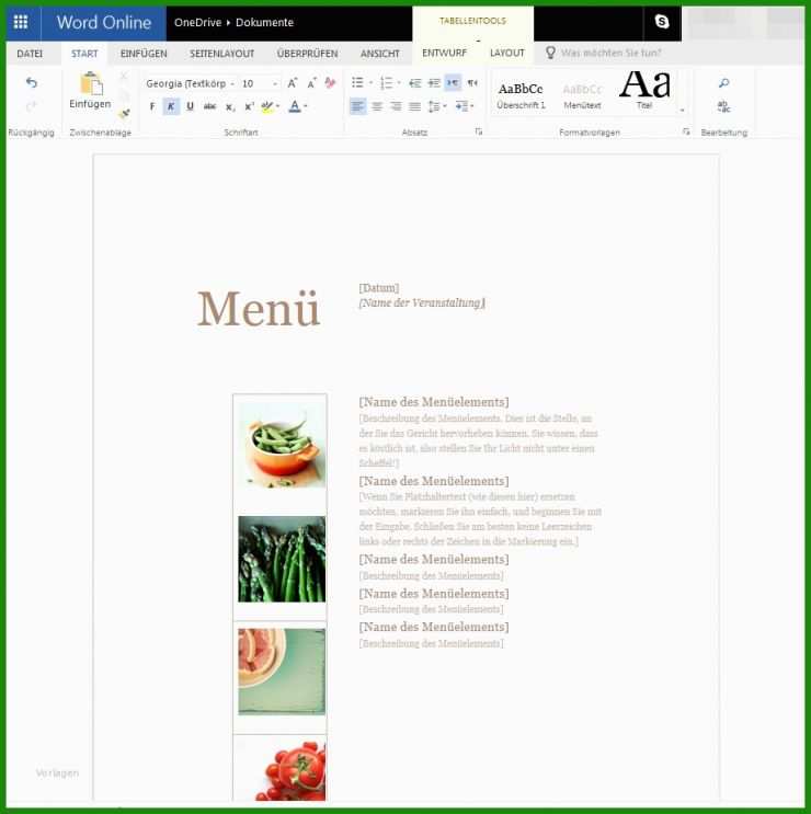Speisekarte Selber Erstellen Vorlage Kostenlos
