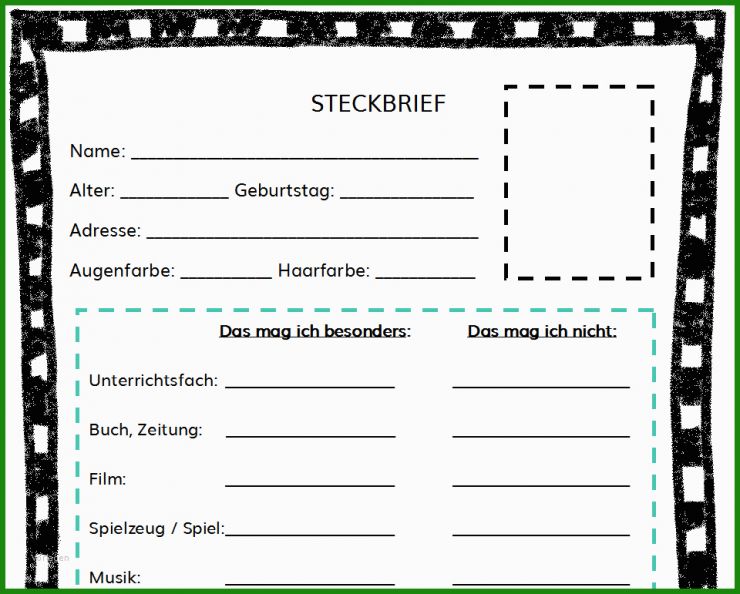 Steckbrief Englischunterricht Vorlage