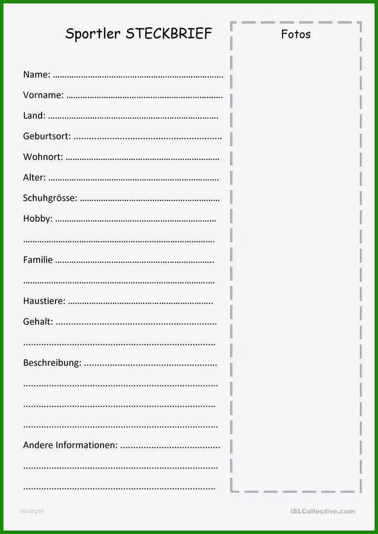 Steckbrief Muster Word - Kostenlose Vorlagen Zum Download!