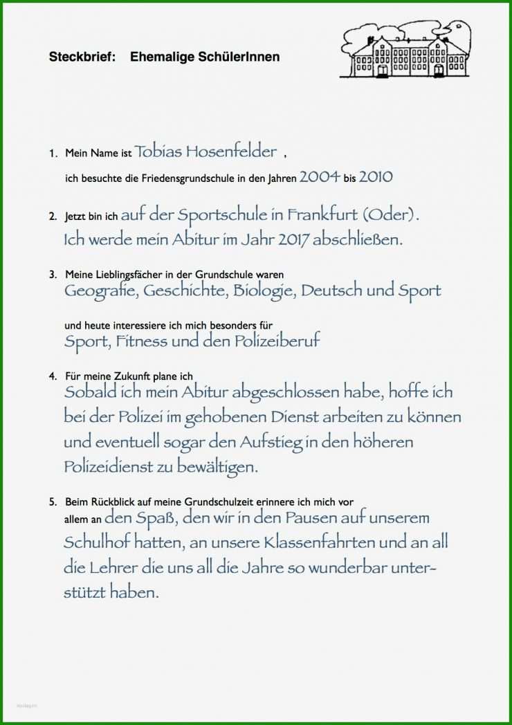 Steckbrief Vorlage Kinder