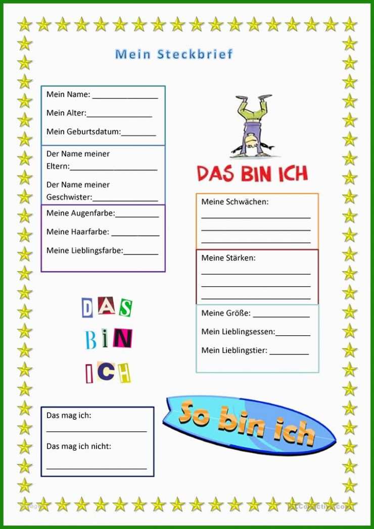 Steckbrief Vorlage Kostenlos Kinder