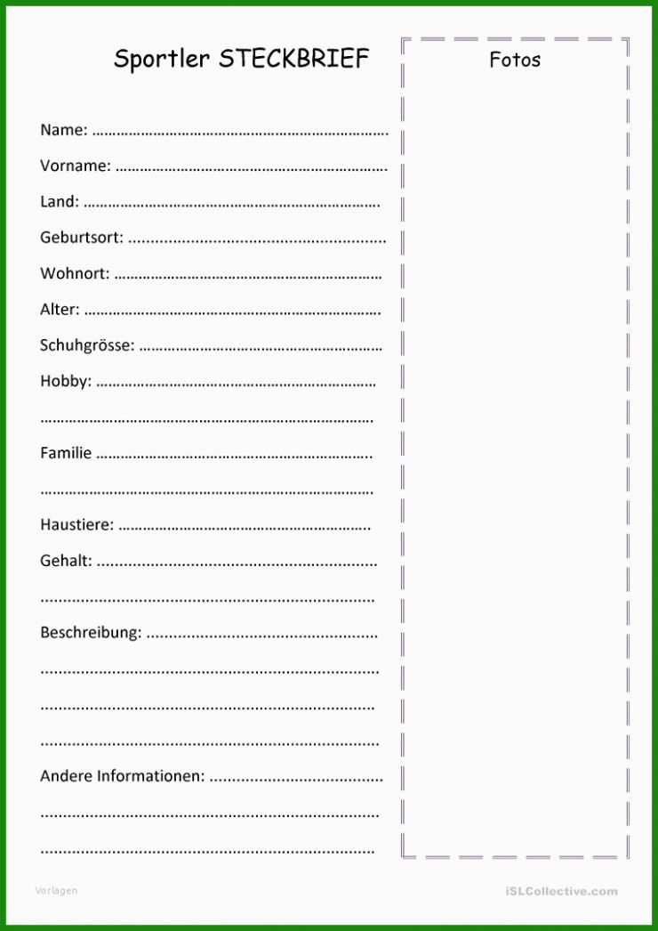 Steckbrief Vorlagen Download