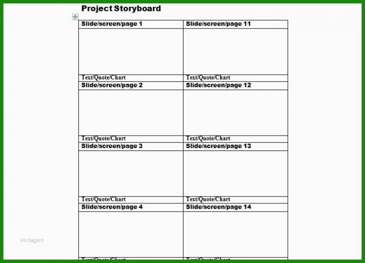 Storyboard Vorlage Excel