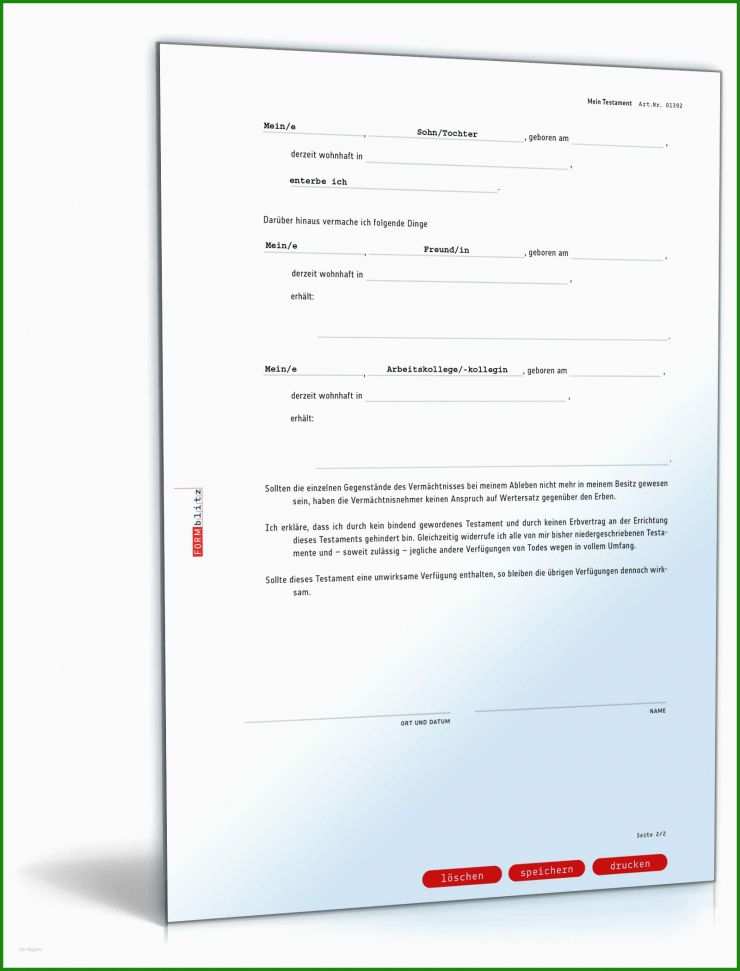 Testament Eheähnliche Gemeinschaft Muster