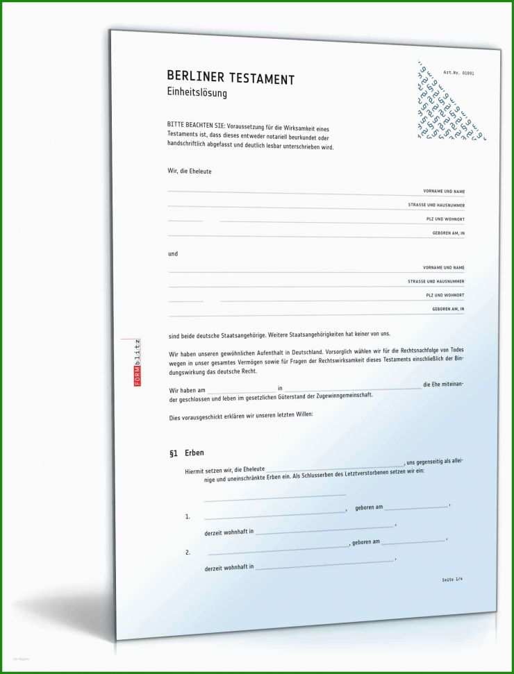 Testament formular Muster