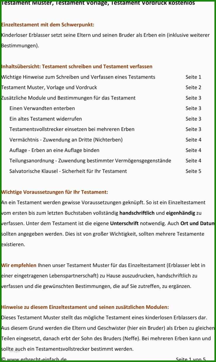 Testament Vorerbe Nacherbe Muster