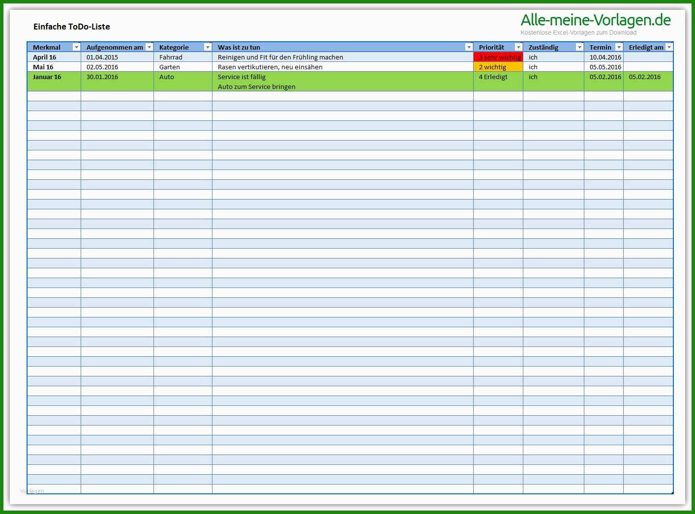 To Do Liste Vorlage Excel Kostenlos Kostenlose Vorlagen Zum Download!