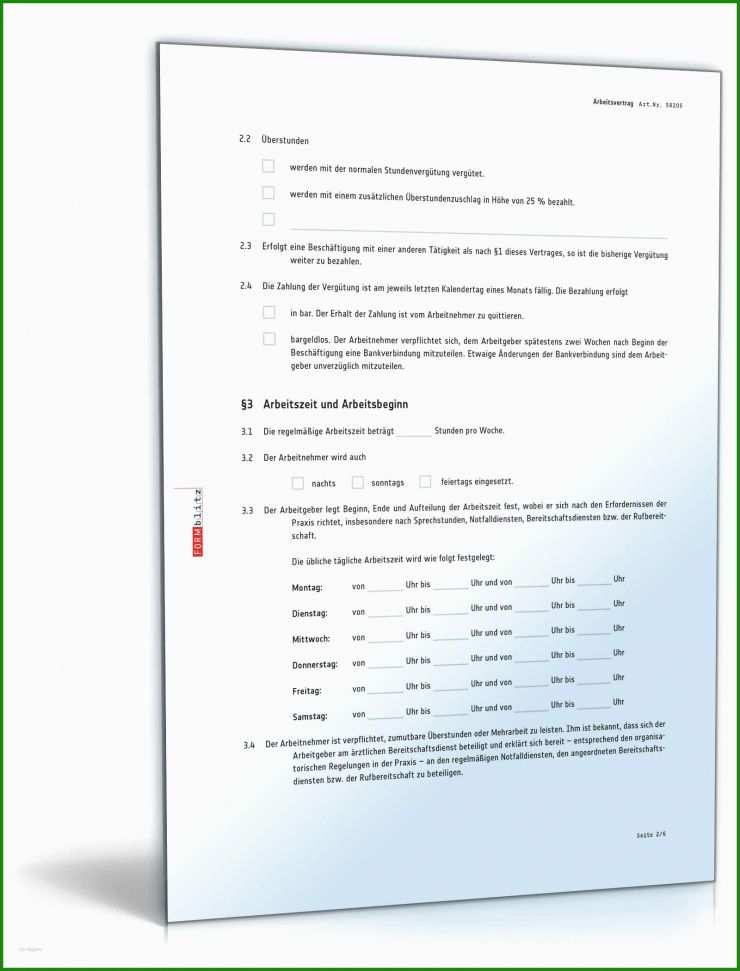 überstunden Arbeitsvertrag Muster