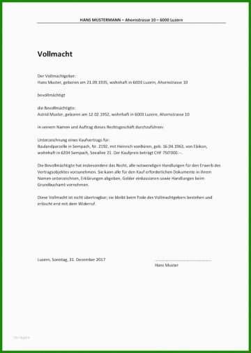 Vollmacht Brief Abholen Muster