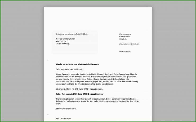 Vorlage A4 Brief Anschrift