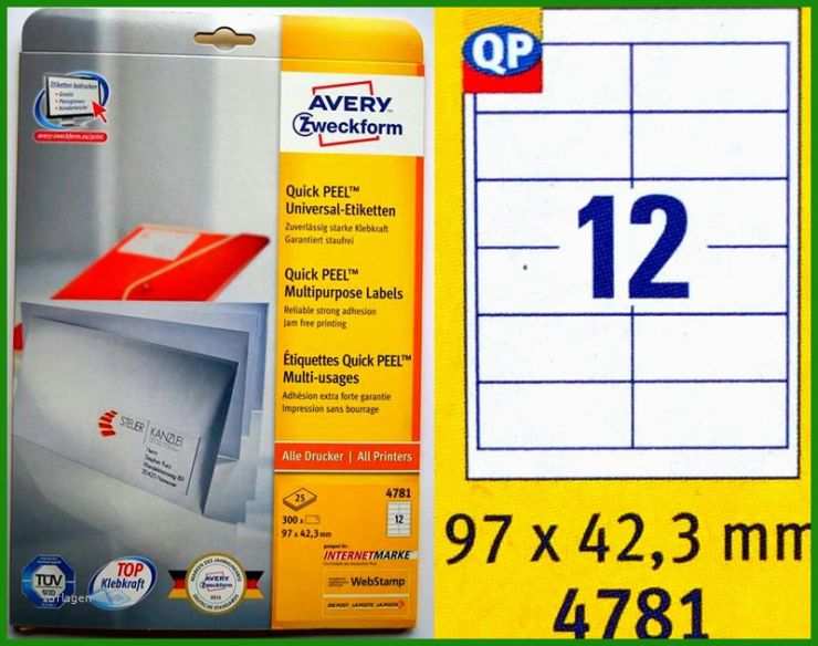 Vorlage Etiketten Avery 4781