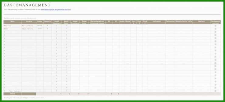 Vorlage Gästeliste Hochzeit