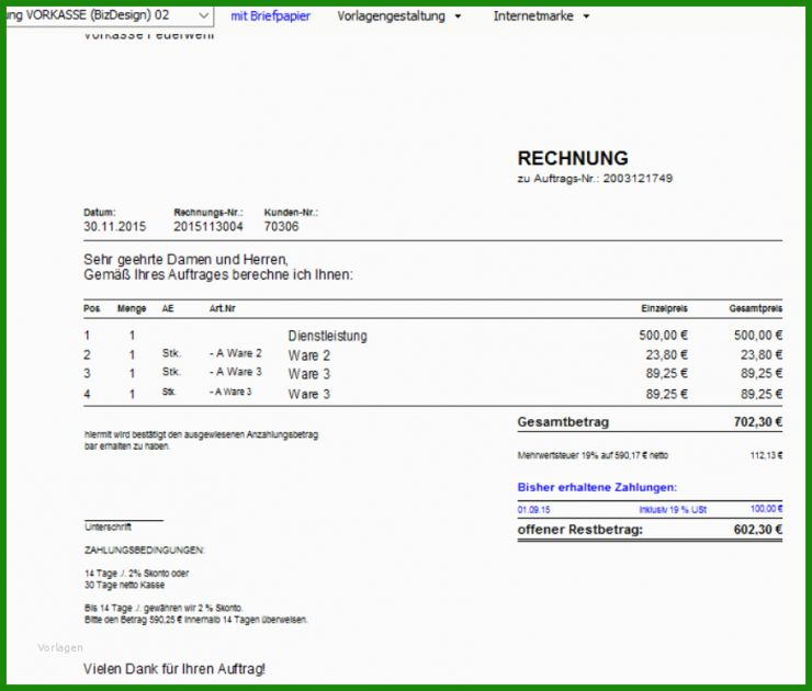 Vorlage Rechnung Bezahlt Kostenlose Vorlagen Zum Download!