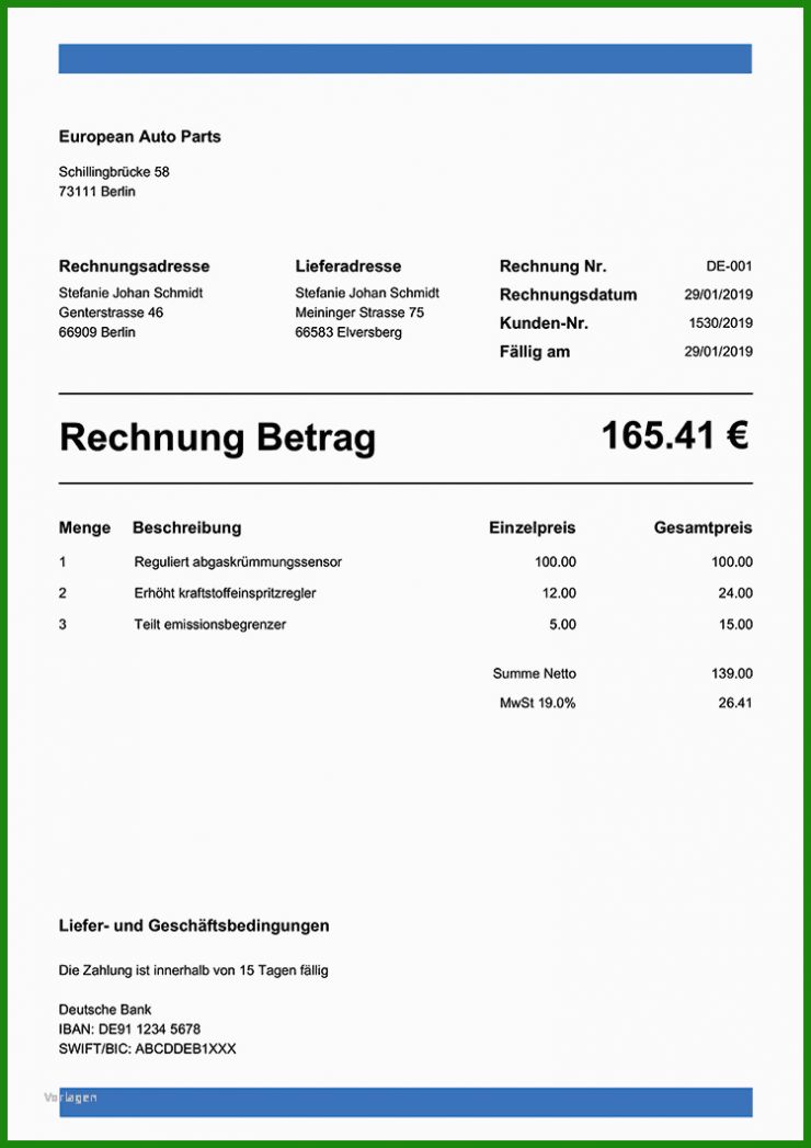 Vorlage Rechnung Kleinunternehmer Pdf