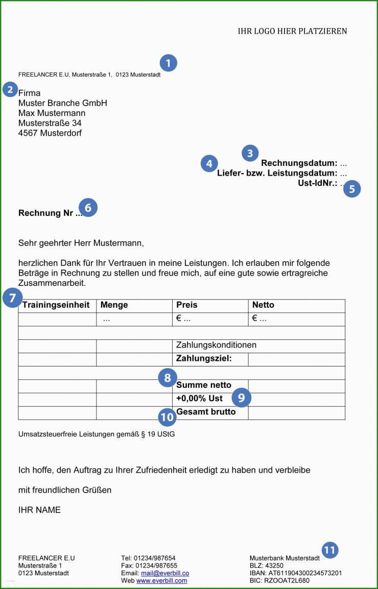 Vorlage Rechnung Verein österreich