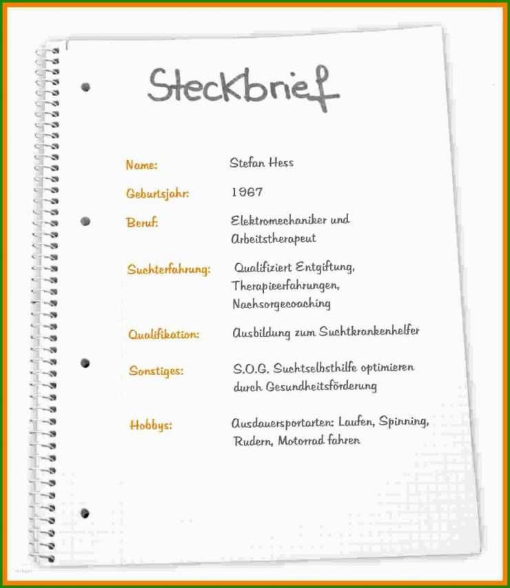 Vorlage Steckbrief Kindergarten Praktikum