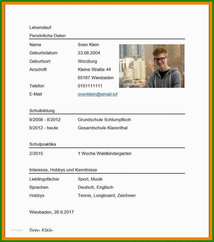 Vorlage Steckbrief Schüler