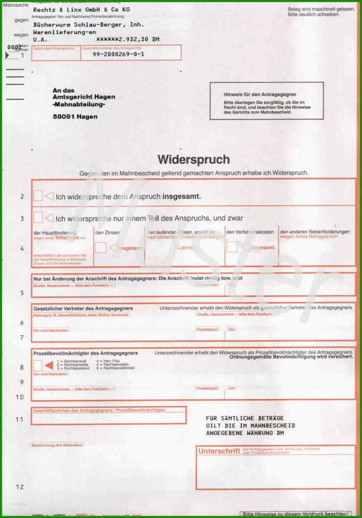 Widerspruch Brief Muster